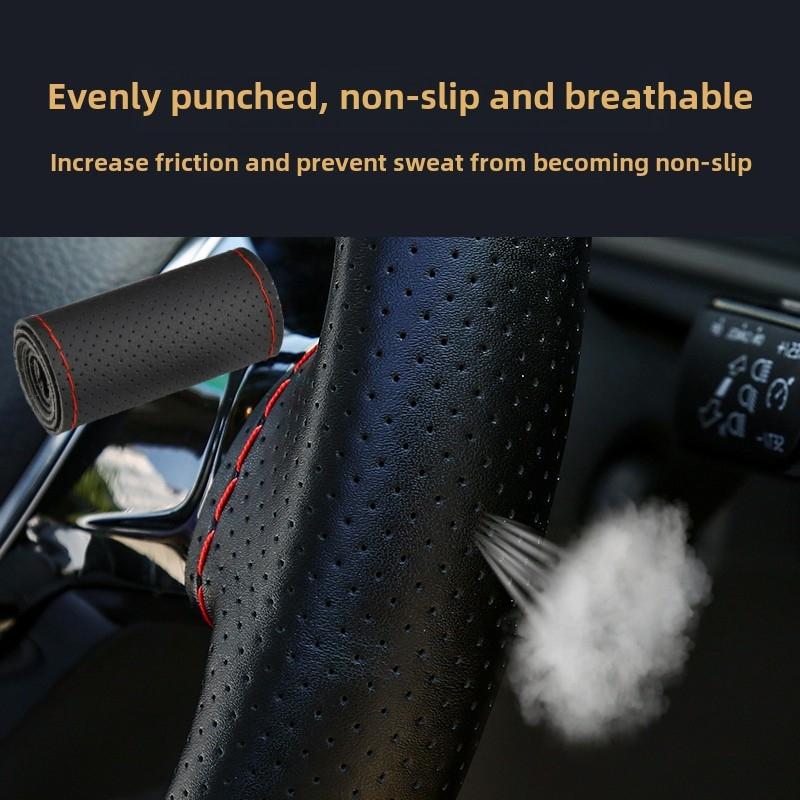Leather Car Steering Wheel Cover Car Braid On The Steering Wheel DIY Universal Auto Steering Wheel Cover Leather Case