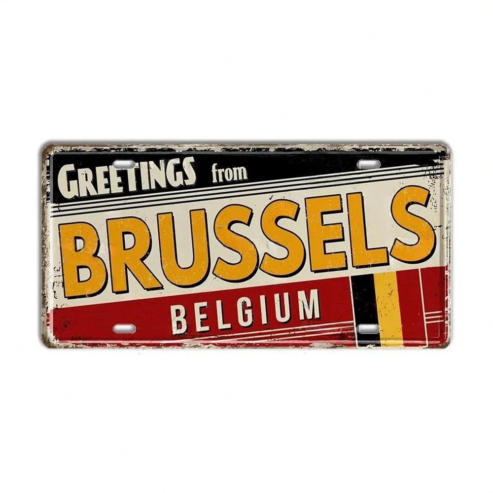 Paesi Bassi BELGIO AUSTRIA CECHIA POLONIA Targa Landmark Città Segno in Metallo Decorativo Targa per Veicoli Man Cave Bar Decorazione da Parete