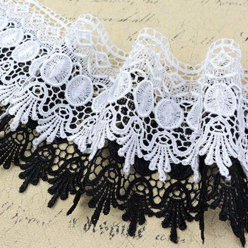 Wide White and Black Lace, 10.5 Cm Long 1 Meter, Fringed Lace Accessories DIY Curtain Skirt Clothes Fabric Accessories