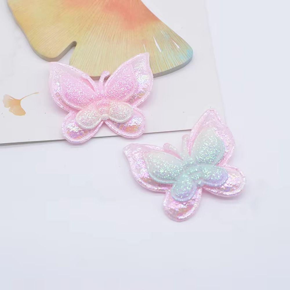 20Pcs Sew On Mesh Glitter Patches Double Layers 40x35mm Padded Applliques Handmade DIY Clothes Patches
