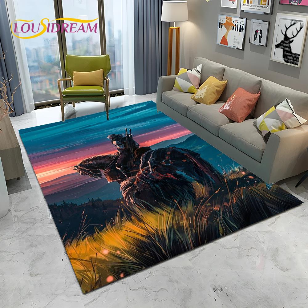 3D W-Witcher Games Gamer TV Cartoon Carpet Rug for Home Living Room Bedroom Sofa Doormat Decor,kids Area Rug Non-slip Floor Mat