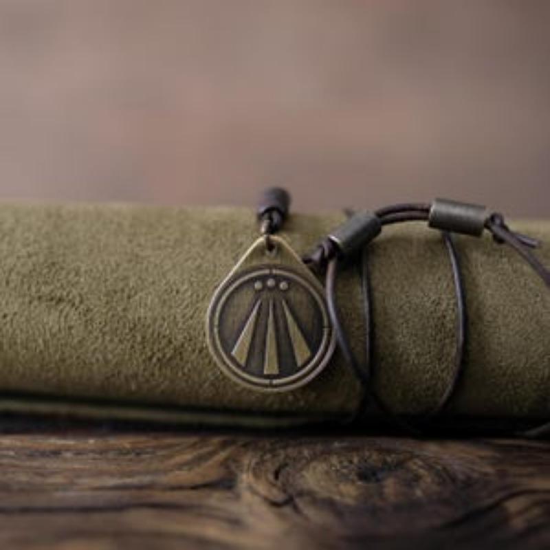 Awen Necklace/Pendant. Made from Solid Brass with Adjustable/Sliding Leather Cord.