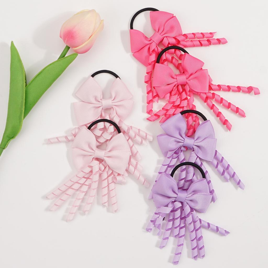 Baby Girls Hair Ties with Bows 2.7 Inch Grosgrain Ribbon Curly Korker Hair Bows Elastic Hair Bands Ponytail Holders for Girls