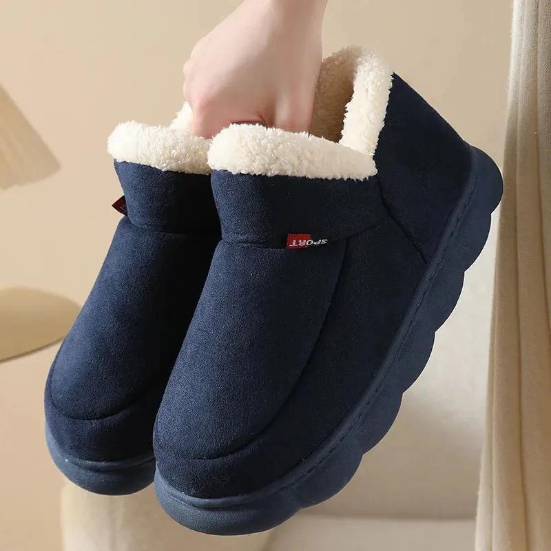 Mode KIDMI Winter Herren Hausschuhe Warm Damen Hausschuhe Outdoor Rutschfest Herren Baumwollstiefel Flauschig Fuzzy Herrenschuhe Lässige Pelzige Hausschuhe
