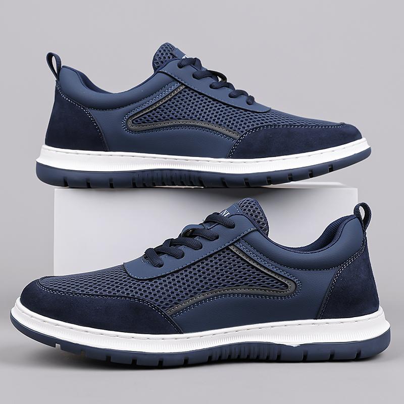 2026 New Lightweight Men Casual Leather Sneakers Non-slip Breathable Male Outdoor Running Shoes Lace Up Soft Sport Shoes