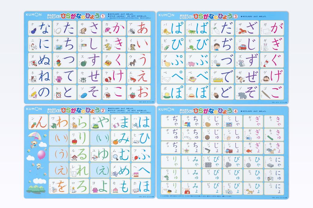 KUMON PUBLISHING KUMON PUBLISHING Bath Lesson Mini Hiragana Chart 4 Educational Toy Toys Ages 2 and Up KUMON (A4 Size, Sheets)