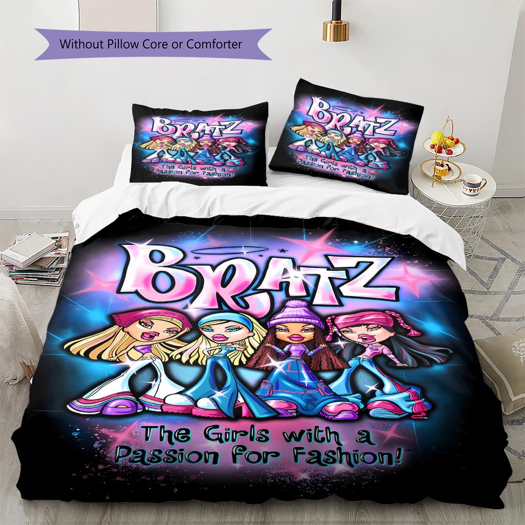 Bratz Pattern Bedding,Quilt Set Quilt Cover Pillowcase Home Birthday Gift (1 * duvet cover + 2 * pillowcase, without core)
