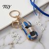 Enamel Key Chain Sports Car Keychain with Sparkling Rhinestones, Durable Zinc Alloy Accessory Stylish Pendant, Decorative Compact Ring for Backpacks