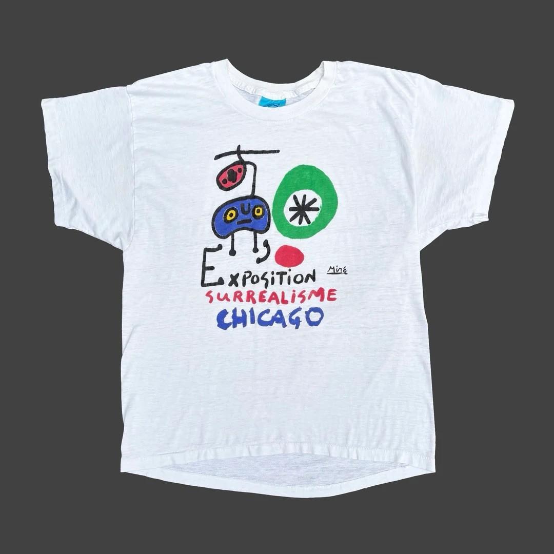 Joan Miró 1980 80s Vintage Surrealism Art Exhibition Chicago Rare Unisex T-Shirt XXL