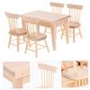 Realistische Details 1/12 Maßstab Puppenhäuser Möbel 5-teiliges Holz Tisch- und Stuhlset