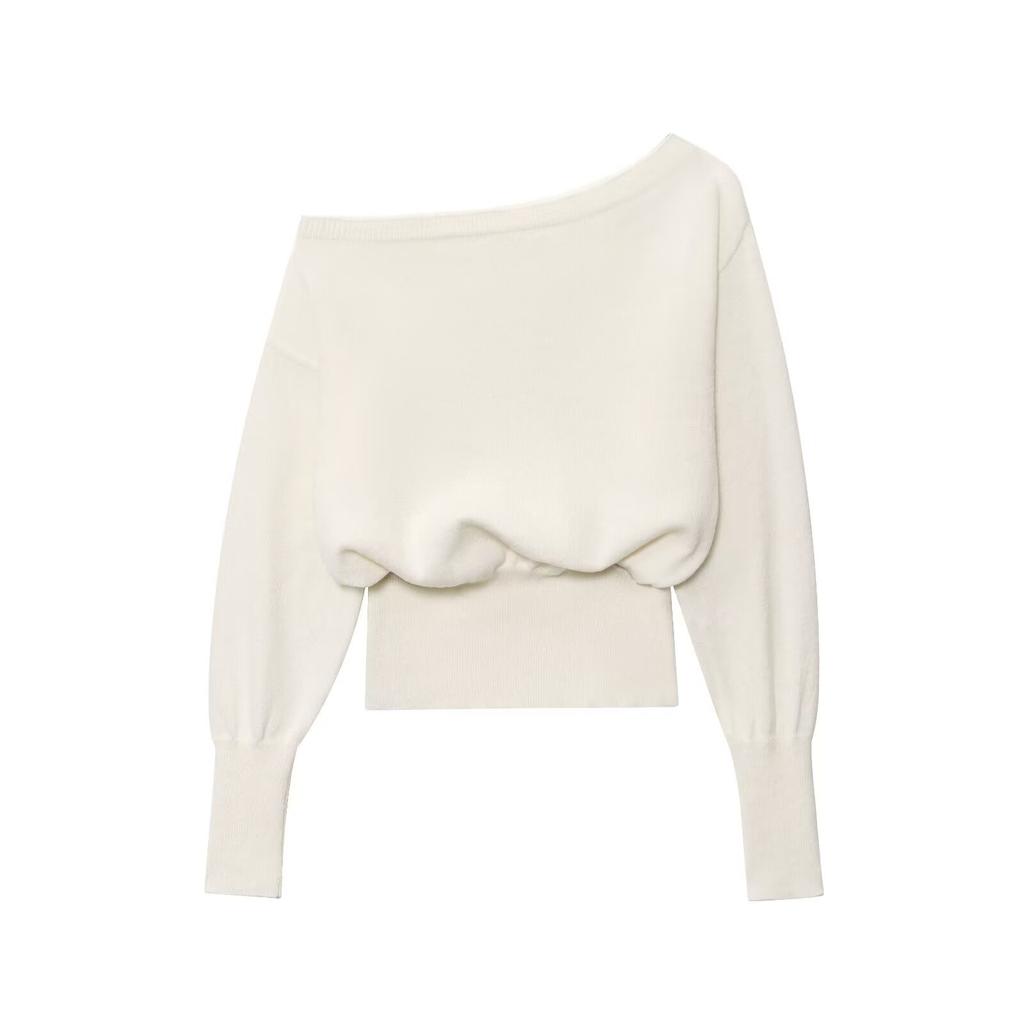 European and American style, new women's clothing, foreign style American off-shoulder loose and slim one-word shoulder primer sweater