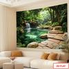 2D Naturwasserfall Kulisse Üppiger Wald Studio Fotografie Hintergrund