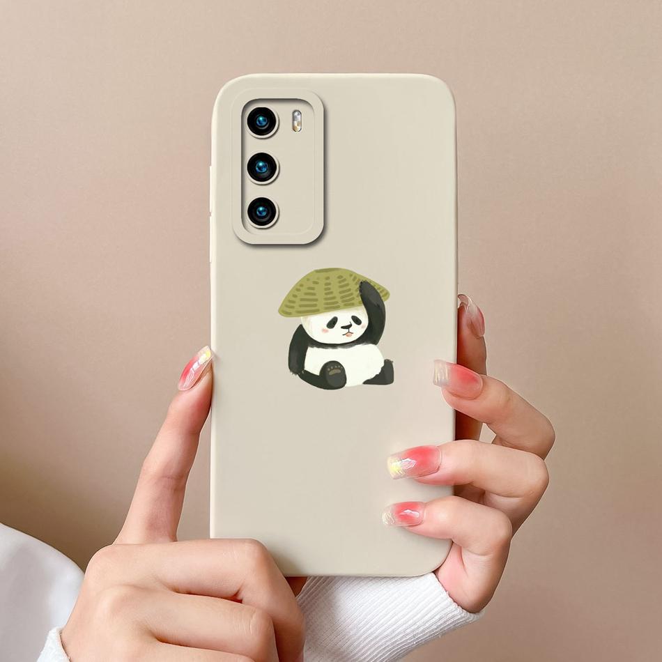 Case For Huawei P40 Pro Flower Pilot Back Cover Soft Liquid Silicone Camera Protection Phone Shell For Huawei P 40 P40Pro Coque