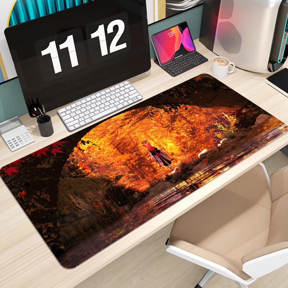 Genshin Impact Yae Miko Mousepad Animation Office Student Gaming Thickened Large Non-slip Pad for Teen Bedroom