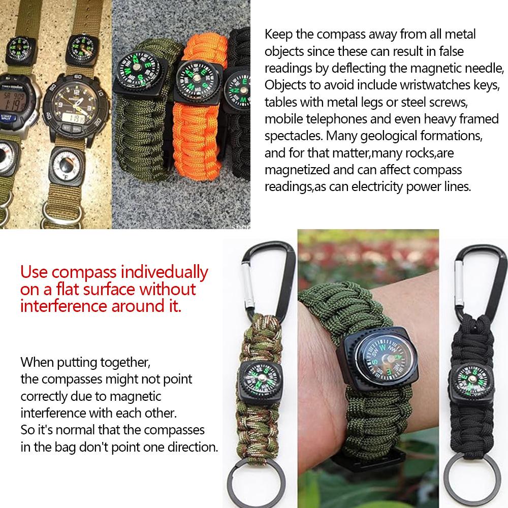 10/15/20Pcs Mini Wristband Compass Portable Detachable Compass Outdoor Camping Hiking Travel Emergency Survival Navigation Tool