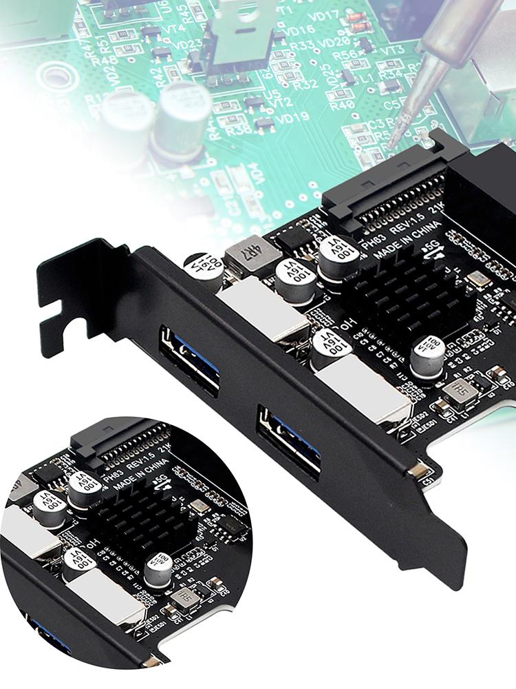 USB 3.0 PCI-E Expansion Card SATA 15Pin Power Port USB3.0 Hub 19pin/20Pin Front Panel PCI-E To USB Expansion Card for PC Desktop