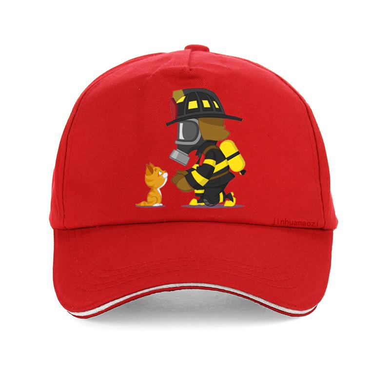 Rescues Kitten Unisex s hat fashion Unisex Firefighter Hero Fight Fire Printing Baseball Cap Summer cool Adjustable golf hats Adjustable