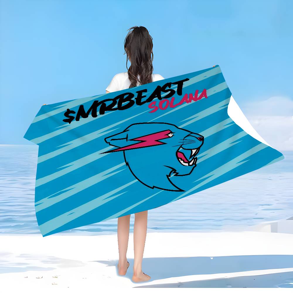 Popular Self Media Bloggers M-MrBeast Microfiber Printed Beach Towel Mountain Climbing Yoga Beach Running Absorbent Soft Towel