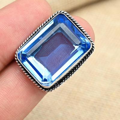 Tanzanite Gemstone 925 Sterling Silver Handmade Square Shape Jewelry Ring For Her
