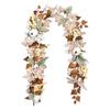 Autumn Harvest Festival Artificial Garland Thanksgiving Day Hanging Berry Pinecone White Pumpkin Fake Maple Leaves Vine Rattan Farmhouse Decor
