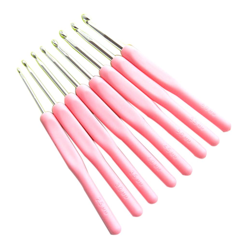 8 Pcs Set Of Colored Soft Handle Crochet Tools Sweater Needles Plastic Soft Handle Aluminum Oxide Crochet Needles