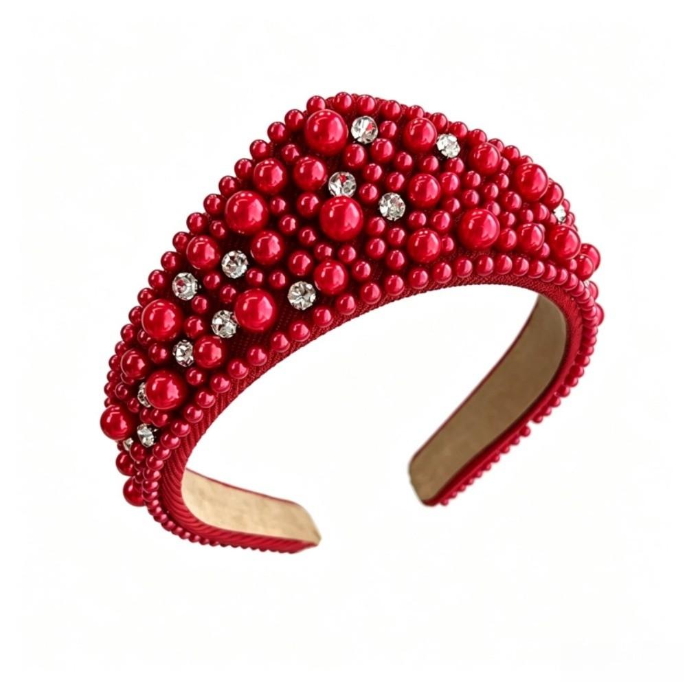 Luxurious Pearl Headbands Vintage Sponge Hair Hoop Crystal Hairbands Rhinestone Tiara  Party