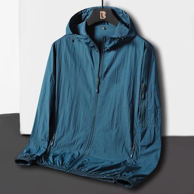Chaqueta ligera y transpirable de verano para hombre, chaqueta softshell con protección solar informal de gran tamaño, chaqueta informal con capucha