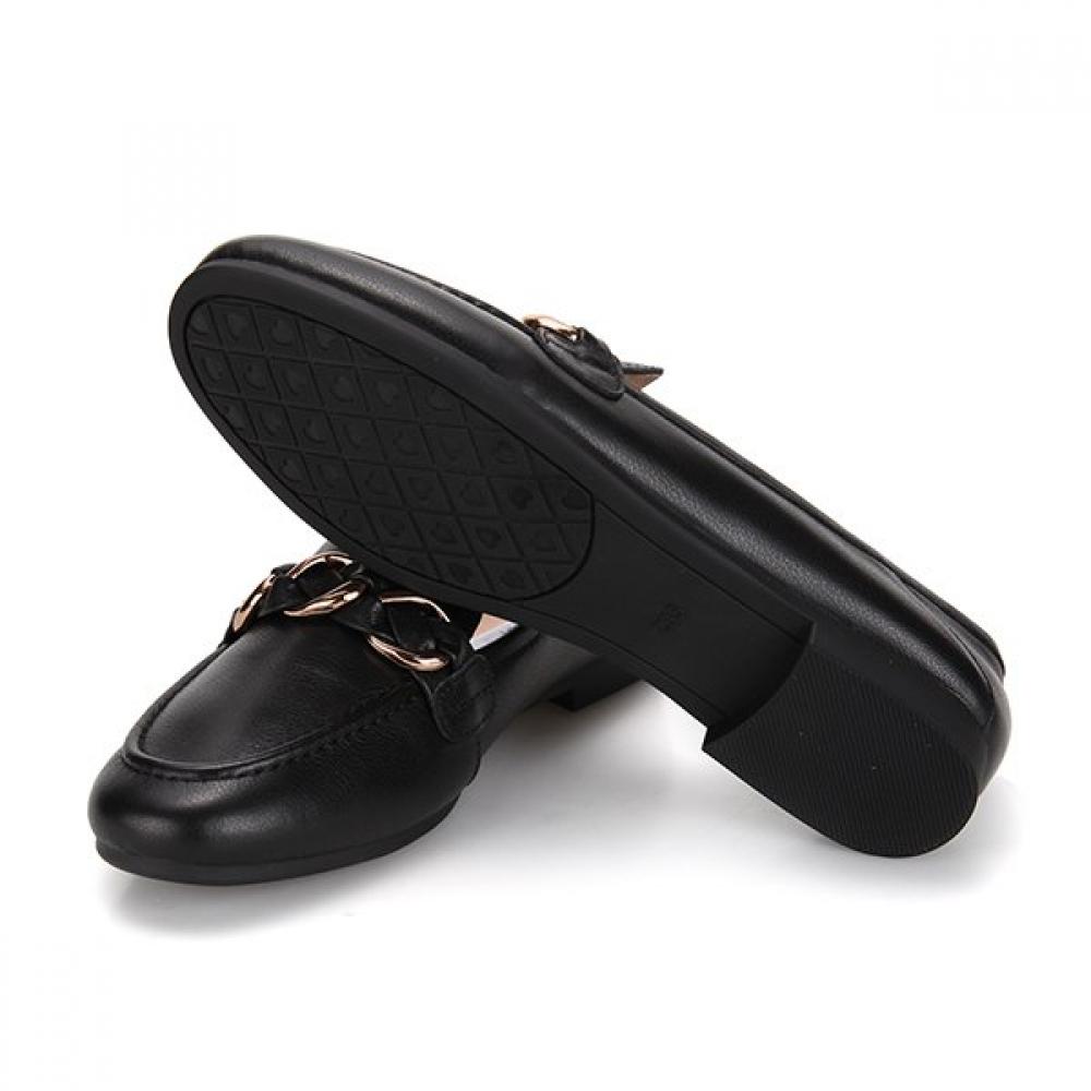 BARBARA Leather Basic Chain Loafer Bbg140bk