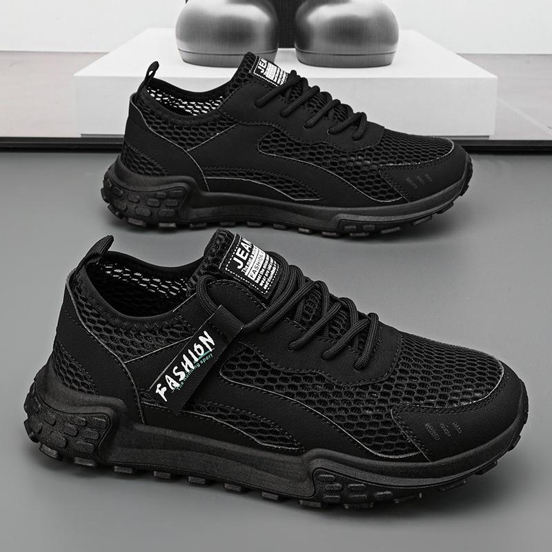 Men's shoes 2024 summer hollow breathable mesh shoes low-top young students running fashion trend casual sports shoes