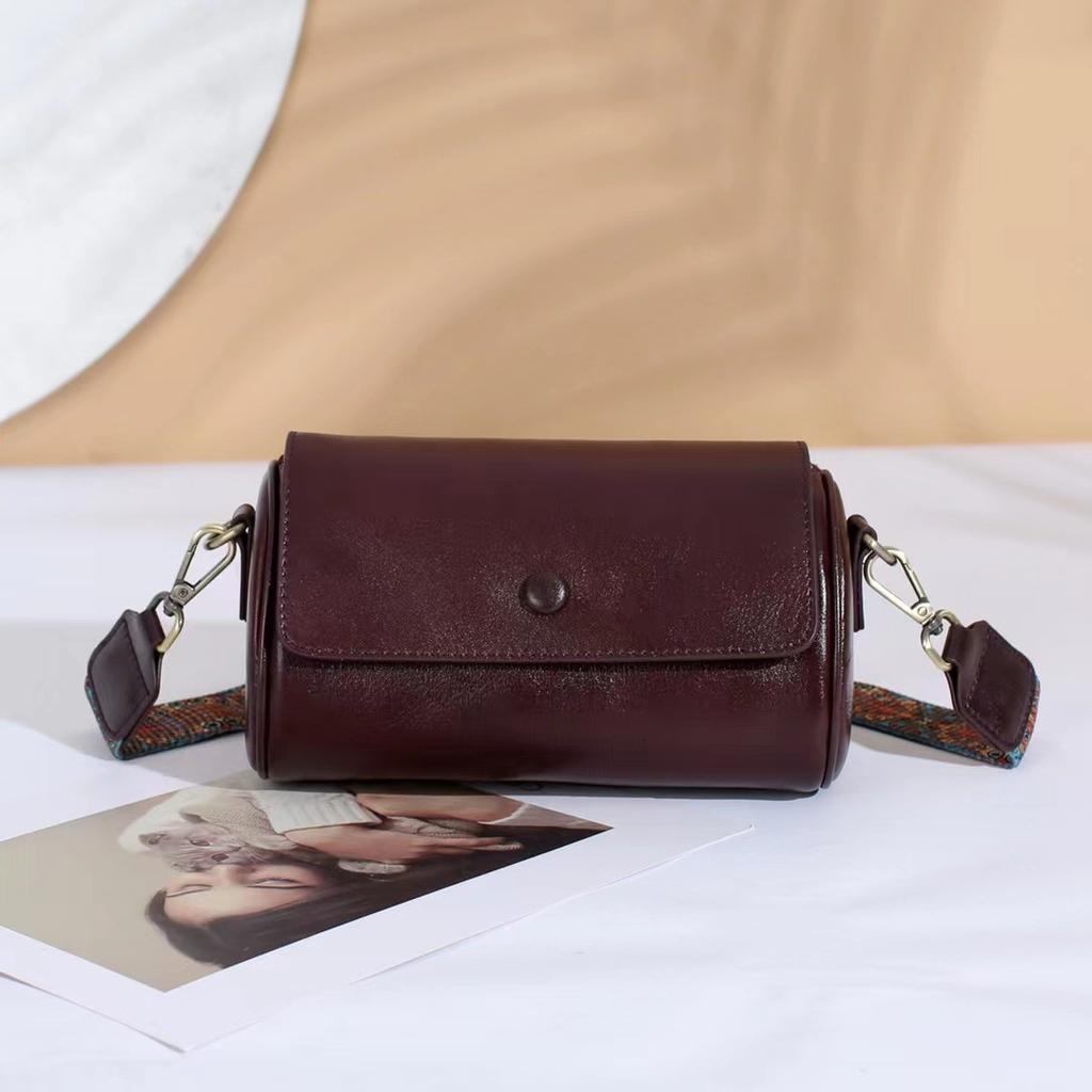 Pure Cowhide Wide Shoulder Strap Crossbody Small Bag for Women, Versatile 2026 New Model, Large Capacity Genuine Leather Shoulder Bag
