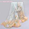 160*50cm Chiffon Fashion Scarf - Striped Floral Print Shawl For Sun Protection And Holiday Gifts 