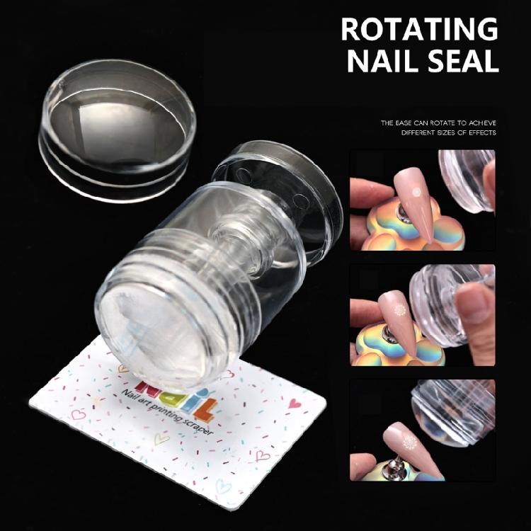 Nail Art Stamper,Clear Silicone Stamping Jelly with Scraper for DIY Nail Decors Transparent Visible Body,No Misplacement