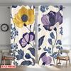 2D flat printing 2pcs Curtain Drapes Yellow and Purple Flowers Digital Printed Polyester Drapes Holiday Decorations Use for