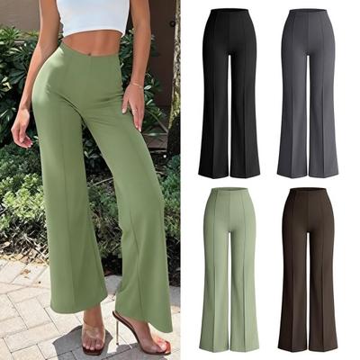 Pantaloni Dama Elastic Talie Înaltă Picior Larg Casual Culoare Solidă Pantaloni de Casă Muncă Călătorie Purtare Zilnică