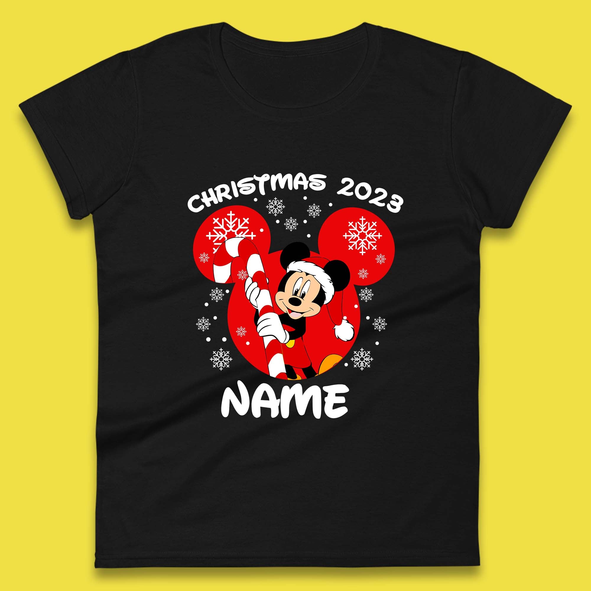 

Personalised Disney Christmas 2023 Your Name Santa Mickey Mouse And Minnie Mouse Xmas Disneyland Trip Womens Tee T Shirt Mens Tops Unisex Top S