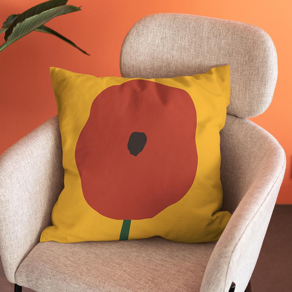 Nordic Abstract Art Flower Print Pillowcase Short Plush Pastoral Simple Home Sofa Cushion Car Cushion