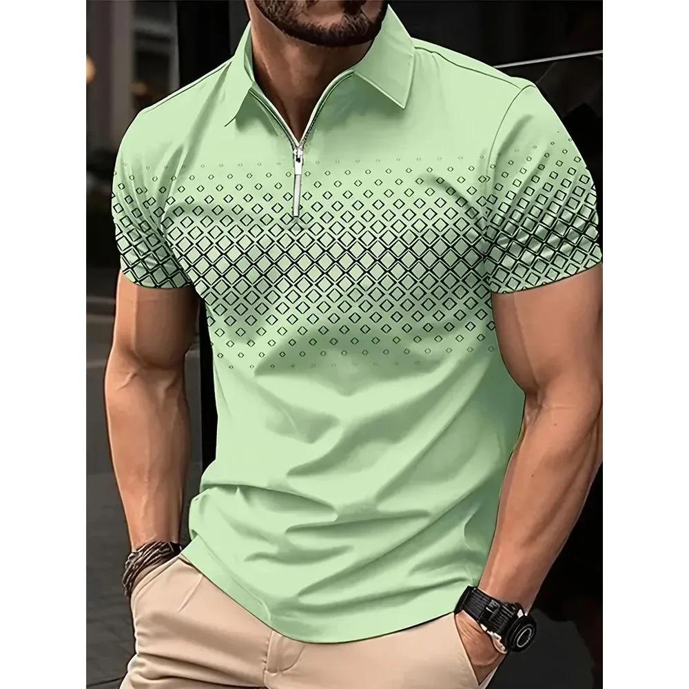 Golf Shirt Zipper Polo Shirt Casual Short Sleeved Summer Street Wear Men's Style