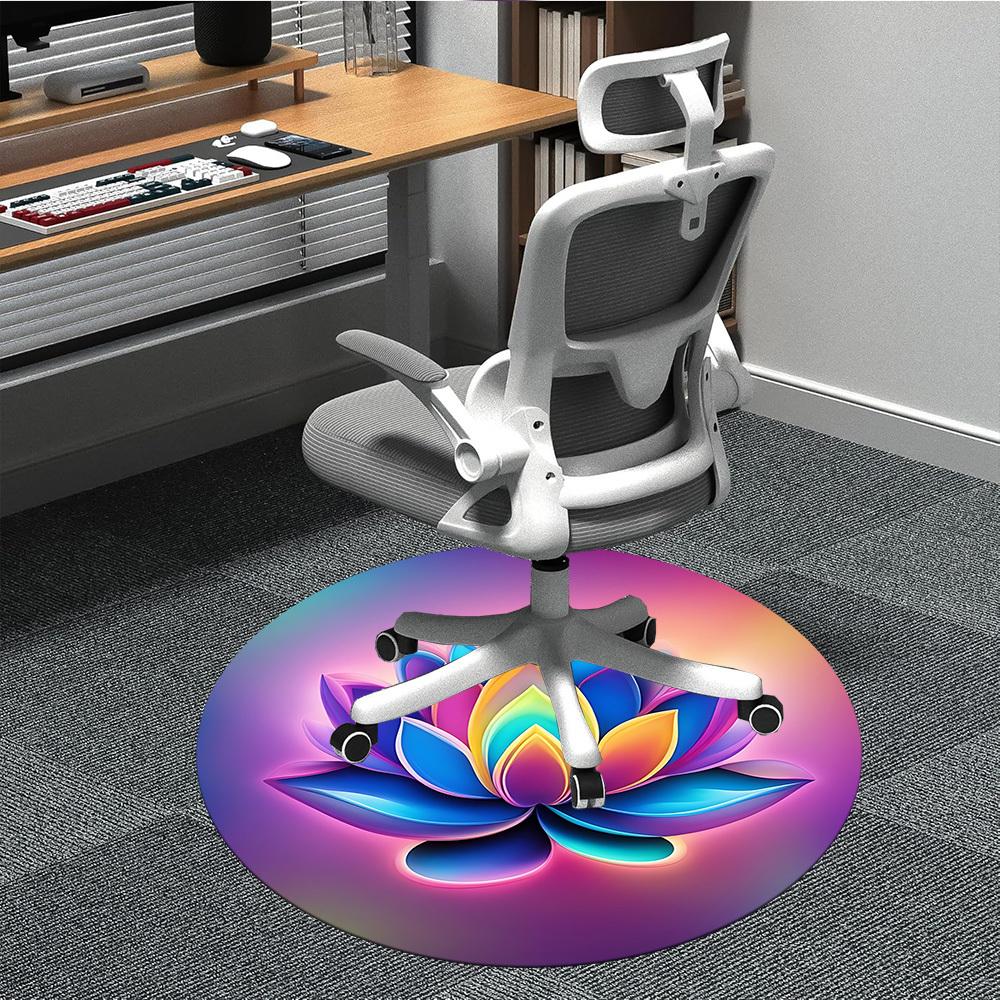 1pc Lotus Flower Decorative Office Round Rug, Carpet for Office, Gaming, Lightweight Round Floor Mat yy260208067