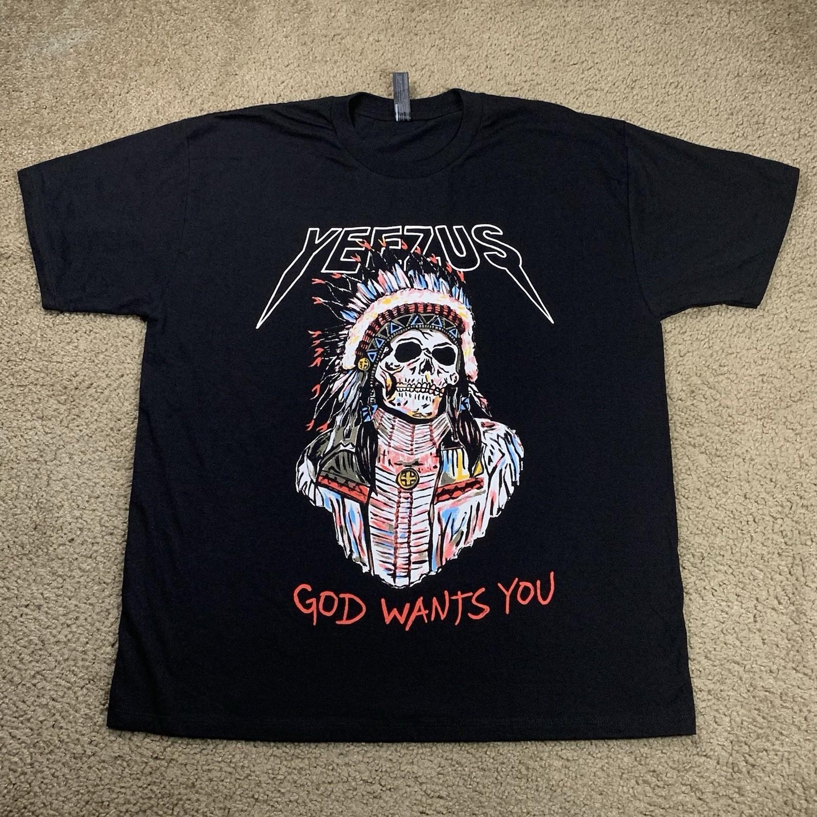 Kanye West Mens Xl Black Short Sleeve Shirt YEEZUS GOD WANTS YOU Music Rap Tee XL