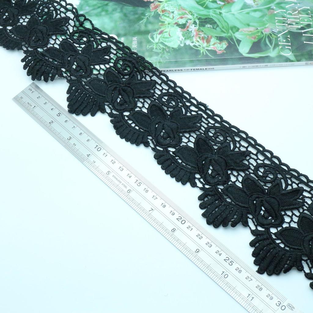 Water Soluble Lace Milk Silk Lace, Black Embroidered Lace, Foreign Trade Women'S Skirt Accessories