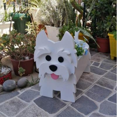 Garden Flower Pot Dog Schnauzer Bulldog Poodle Chihuahua Corgi Yorkshire DIY PVC Flower Planter Outdoor Garden Decoration