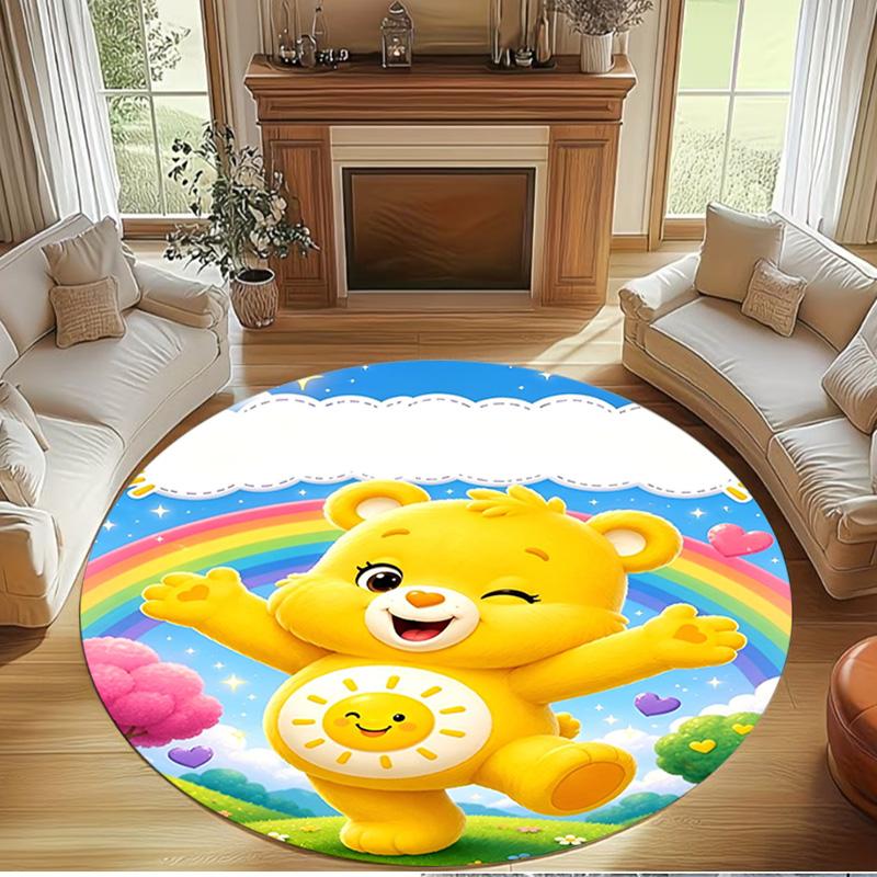 Care Bears Print Round Rug, Washable Floor Carpet, For Entryway Dorm Laundry Room Office Study, Home Decor Birthday Christmas Gift