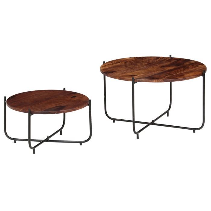 VidaXL 2x Table Basse Bois de Sesham Massif Table de Salon Console Canapé 246015