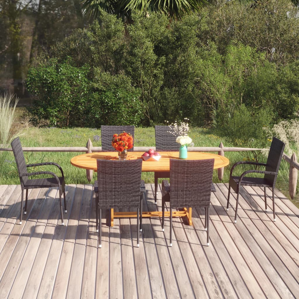 Ensemble à manger de jardin 7 pcs Résine tressée