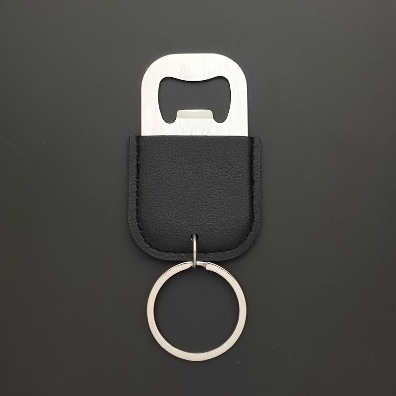

10pcs Engravable Stainless Steel Beer Bottle Opener Keychain with Faux Leather Case, Suitable for Bars, Kitchen, Restaurant Supplies