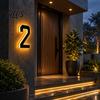 Weather Resistant House Sign Solar LED Number for Outside, 4.7" 6.7" Light Up Number, Modern Waterproof Address Outdoor Home Identification Plate Auto