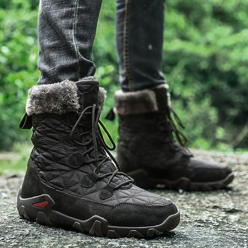 Pánské boty Velké Nepromokavé Protiskluzové Plus Sametové Sněhule Zimní Pánské Bavlněné Boty Ležérní Boty Venkovní Vysoké Teplé Boty 38-47