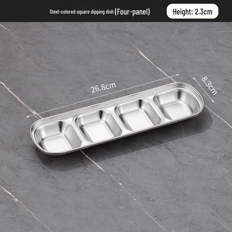 304 Stainless Steel Korean Multi-Compartment Seasoning and Dipping Sauce Dish for Restaurants and Hot Pots