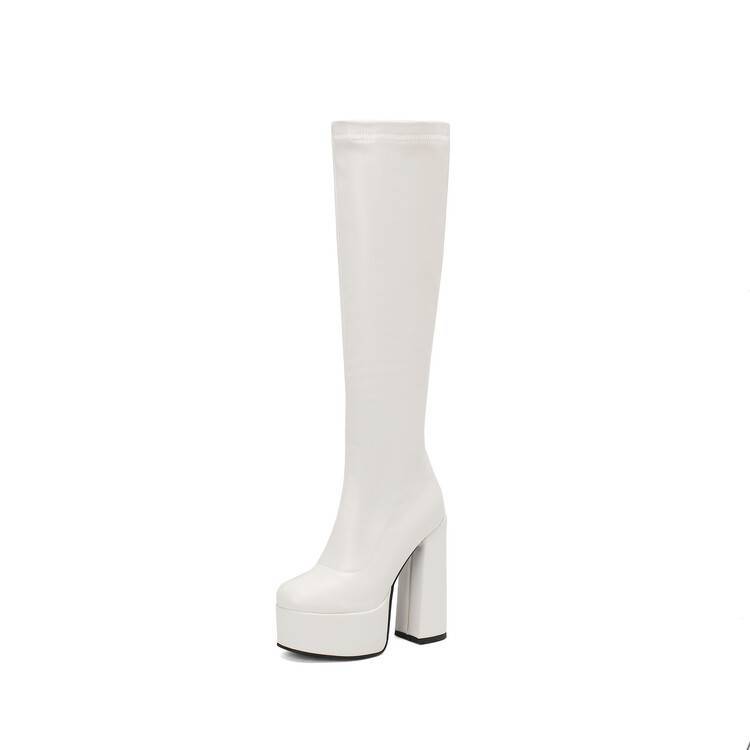 European and American Spice Girls Elastic Skinny Boots Women's Spring and Summer New Thick High Heel Skinny Waterproof Platform Cylinder Knight
