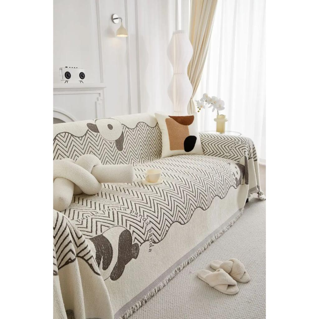 Panda Sofa Cover Cloth Towel  New Luxury Thick Sofa Cushion Lazy One Piece of Four Seasons Universal Woolen Blanket Carpet